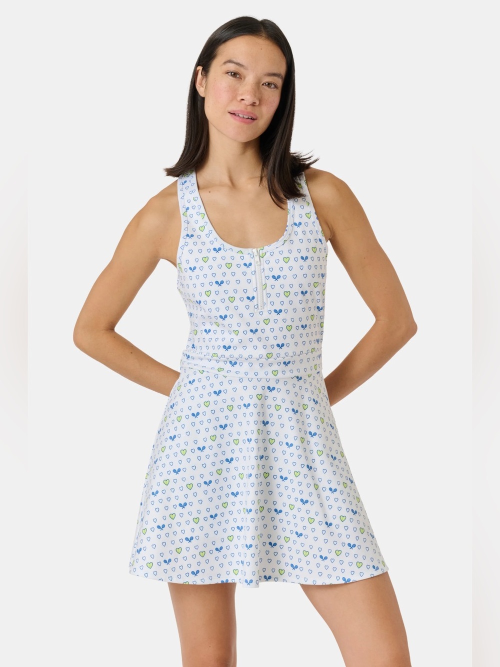 Roller Rabbit Tennis Hearts Becky Active Dress in White, Size XS